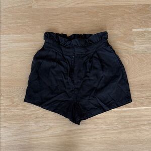 Women's Black paper bag High-Waisted Shorts